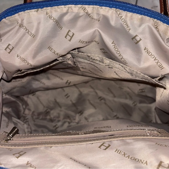 HEXAGONA PARIS POP Shoulder Tote Bag Cowhide Leather and Nylon - Picture 11 of 15